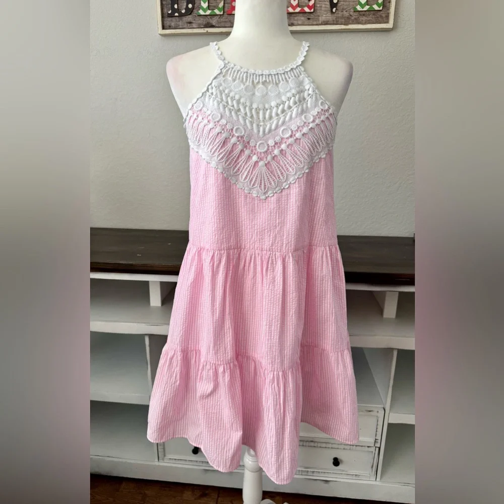 Lilly Pulitzer Britt Havana Seersucker Striped‎ Pink Dress Women's Size 2 D
